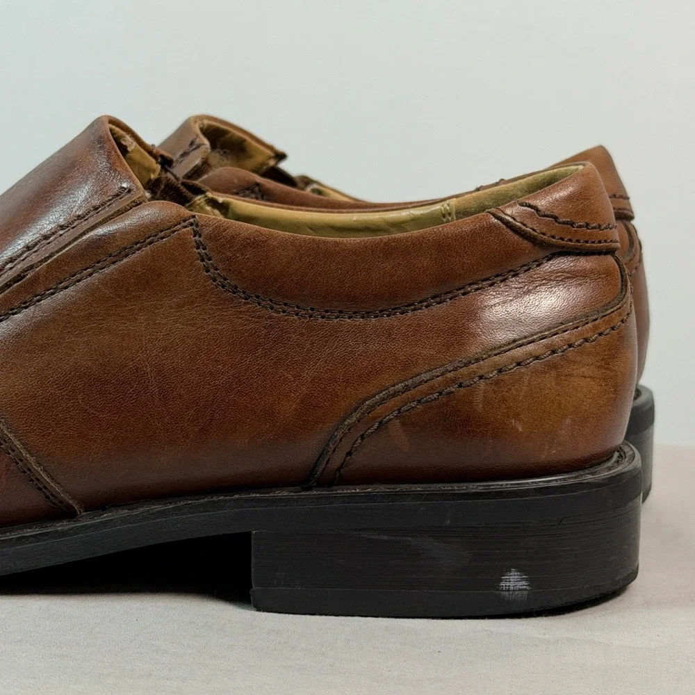 Merrell Mens 10M Brown Leather Square Toe Slip On Loafers Dress Shoes